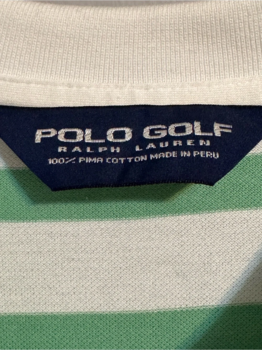 Polo Golf Ralph Lauren Men's M Pima Cotton Green White Striped Polo Shirt
